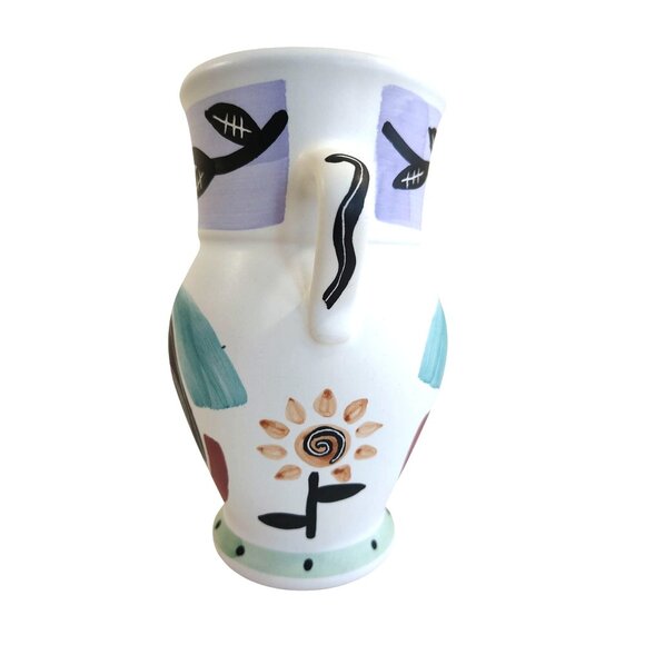 Southwest Style Ceramic Hand Painted Handled Vase 8.5"Tx4.25"W Treasure Craft - Picture 2 of 6